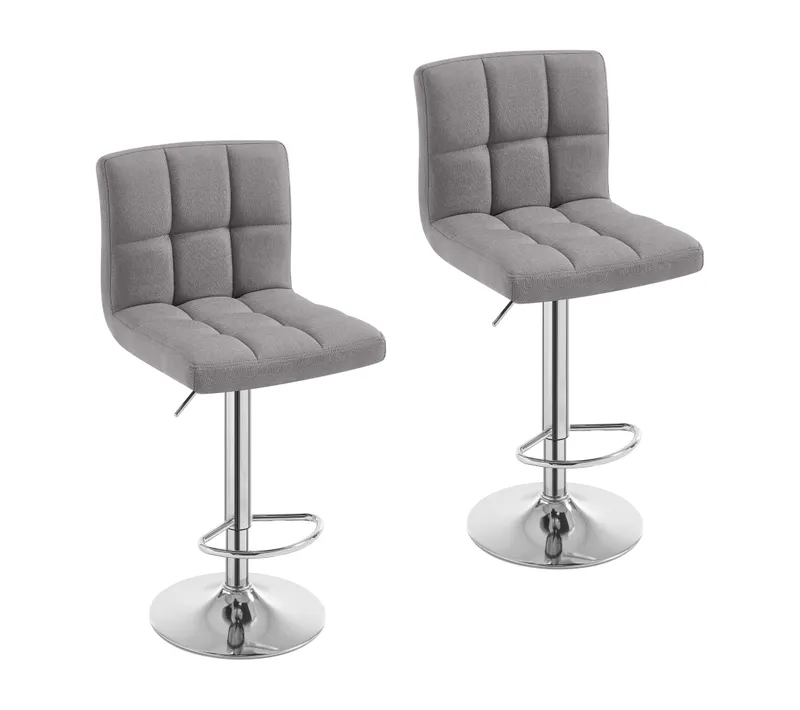 Lot De 2 Tabouret De Bar En Lin, Siège Bien Rembourré, Tabouret Pivotant Réglable, Gris Clair