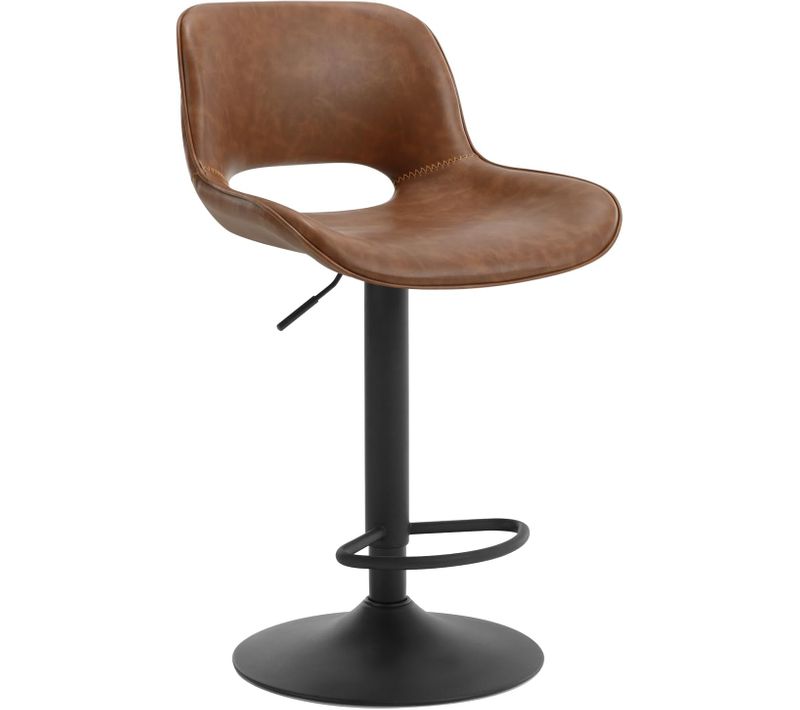 Tabouret Bar En Simili Cuir, Chaise De Bar, Hauteur Réglable, Pivotant à 360°, Brun