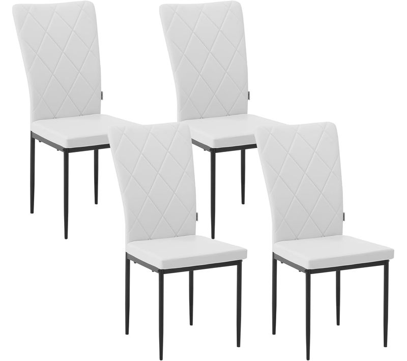 Lot De 4 Chaises Salle à Manger Similicuir Blanc 41 x 43 x 94.5 Cm