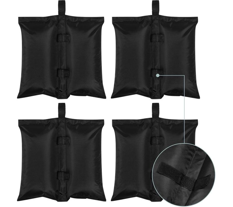 Lot De 4 Sacs De Sable, Pour Tonnelle, Tente, Parasol, Charge Maximale 7 Kg, Noir