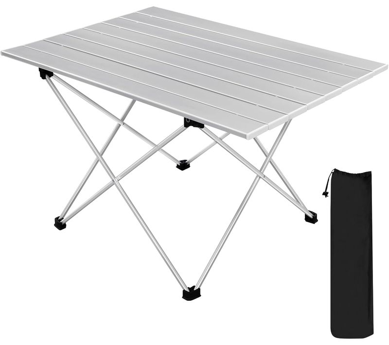 Table De Camping Pliante Léger Et Portable.table De Pique-nique En Aluminium.68x46x40cm.argent