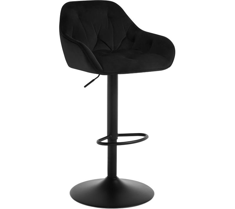 Tabouret Bar Haute, Chaise Cuisine Pivotante, Hauteur Réglable, En Velours, Noir