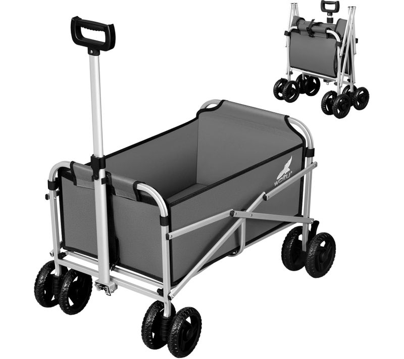 Chariot De Jardin Pliable,chariot Avec 4 Roues,chariot à Roulettes,en Tissu Oxford+métal,gris Foncé
