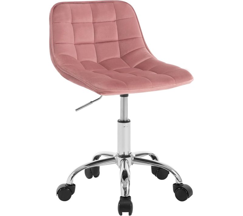 Chaise Bureau Rembourrée En Velours,hauteur Réglable,pivotante,rose