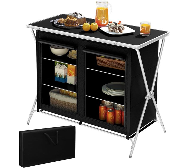 Table De Camping Pliante Avec Rangement,Table D'extérieur,Avec Sac De Transport,Cadre En Aluminium