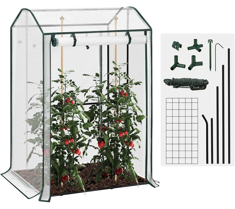Serre De Jardin,serre Tomate,serre Tipi Avec Oeillets En Forme Tipi,cadre En Acier,porte Zippéeblanc
