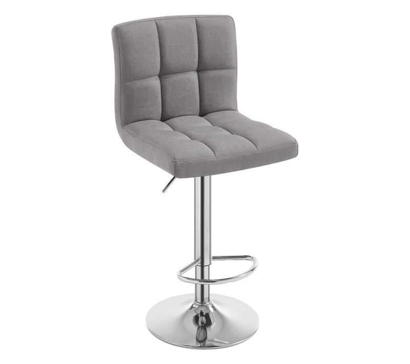 1x Tabouret De Bar En Lin,Chaise De Bar Avec Repose-pied Et Dossier,Hauteur Réglable,Gris Clair