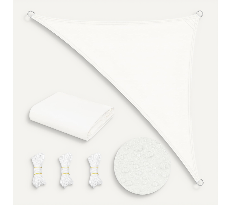 Voile D'ombrage Imperméable 5x5x7m En Pes, Polyester, Avec Oeillets D+cordes, Beige