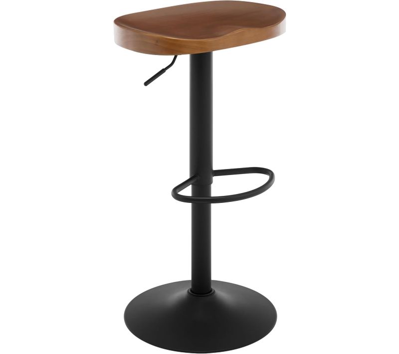 Tabouret Bar Haut, Chaise De Bar, Hauteur Réglable, Pivotant, Avec Repose-Pieds, En Bois, Marron