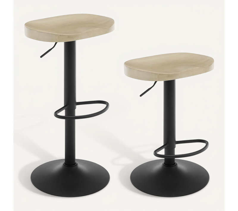 2 X Tabouret Bar Haut,Chaise De Bar,Hauteur Réglable,Pivotant,Avec Repose-pieds,En Bois,Chêne Clair