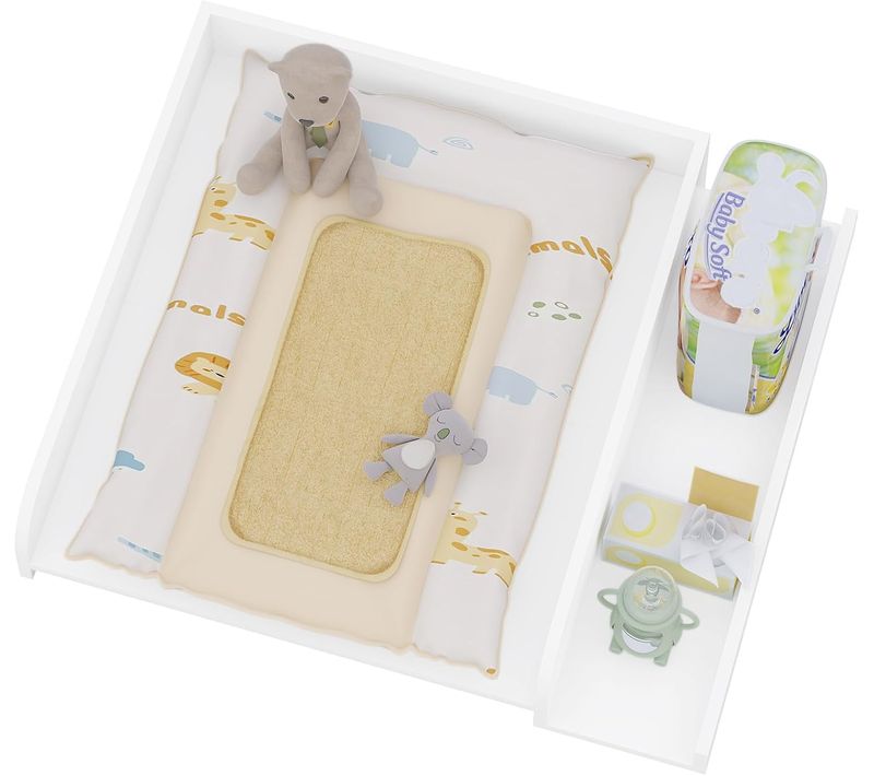 Plan à Langer Pour Machine à Laver, Planche à Langer Bébé,avec Rebord De Protection Et Étagère,Blanc