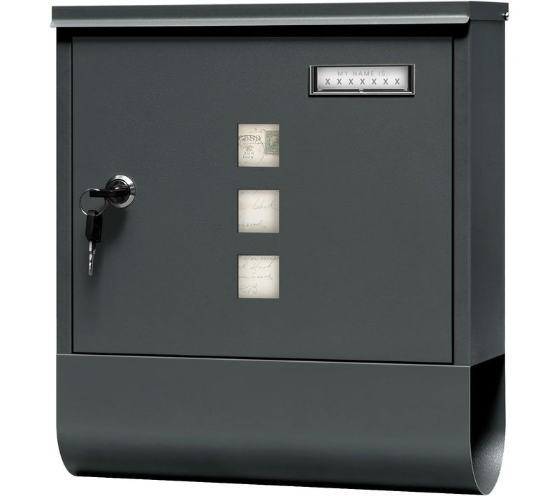 Boîte Aux Lettres Murale Verrouillable Avec 2 Clés, Porte-Journaux, 30,5x33,5x10cm, Anthracite