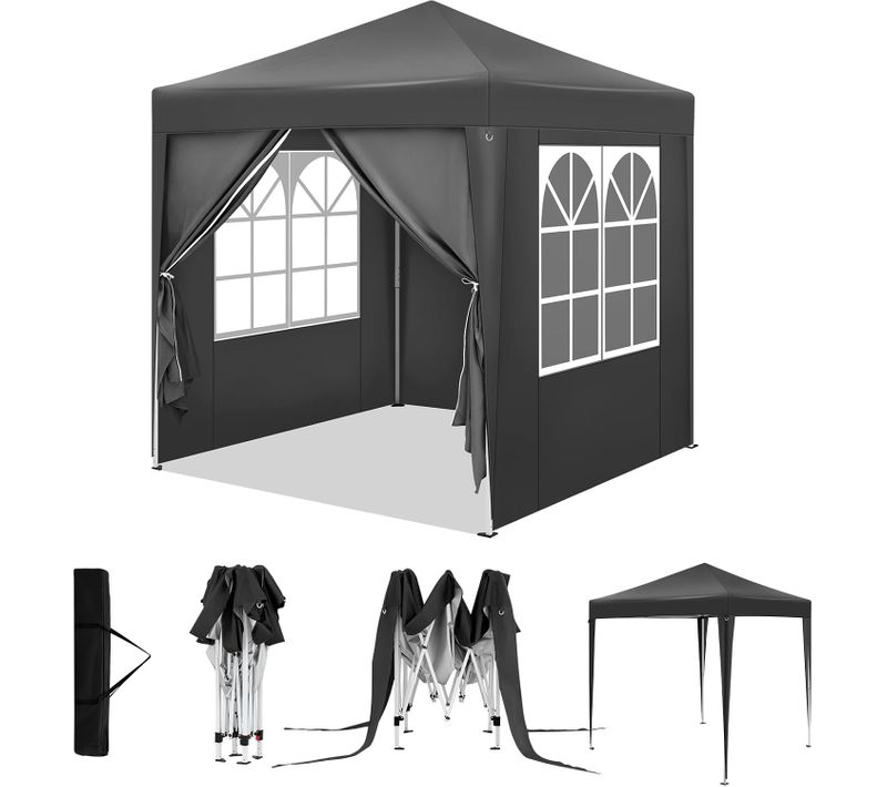 Tonnelle De Jardin Pliante,pergola,avec 4 Parois Latérales,avec Sac De Transport,2x2m,anthracite
