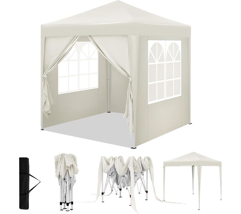 Tonnelle De Jardin Pliante,pergola,avec 4 Parois Latérales,avec Sac De Transport,2x2m,beige