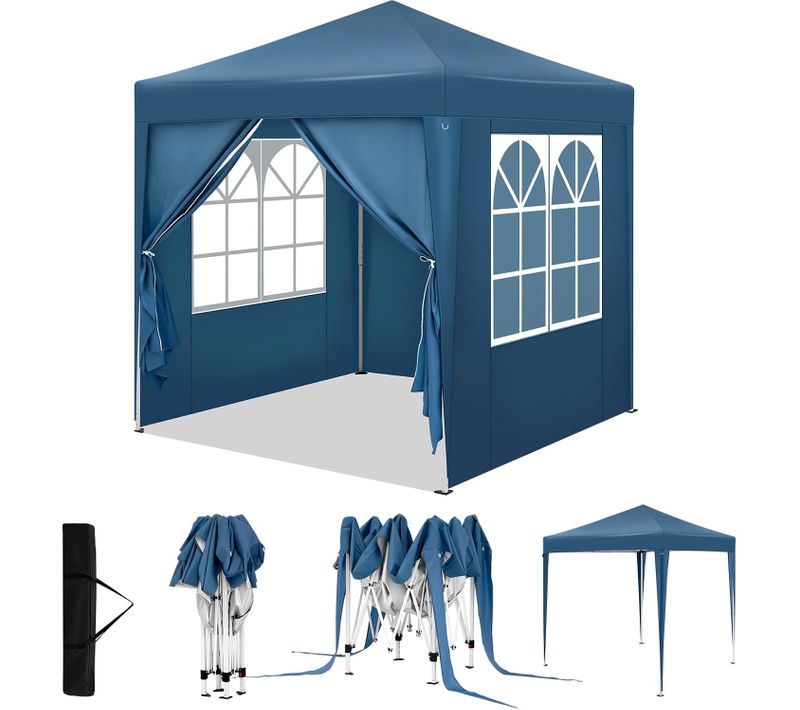 Tonnelle De Jardin Pliante,pergola,avec 4 Parois Latérales,avec Sac De Transport,2x2m,bleu