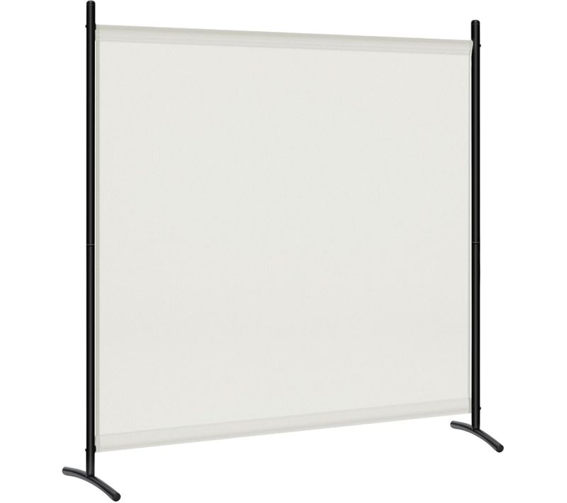 Paravent 180x177cm, Brise-Vue, Cadre En Métal, Tissu Avec Revêtement Pa, Crème