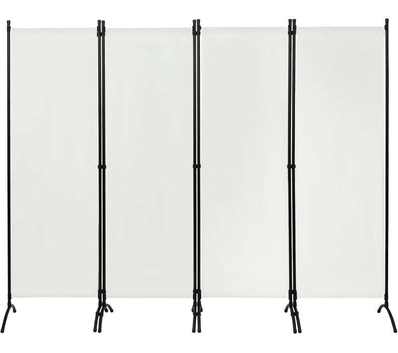 Paravent, Brise-vue, Pliable à 3 Panneaux, Cadre En Métal, Tissu En Pa, 224x182cm, Crème