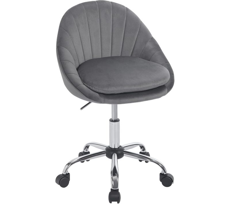 Chaise Bureau,chaise Coiffeuse Rembourré Avec Double Coussin,hauteur Réglable,en Velours,gris Foncé