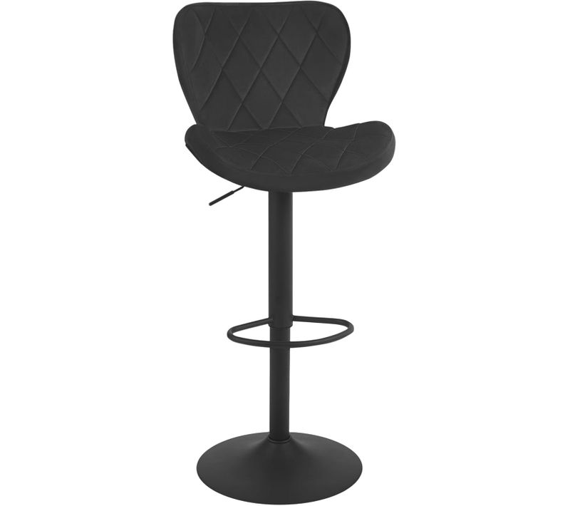 Tabouret De Bar Rembourré En Velours, Tabouret De Cuisine, Hauteur Réglable, Pivotant, Noir