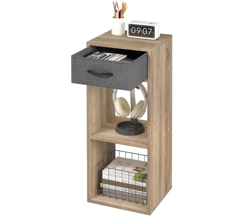 Bibliothèque, Meuble De Rangement à 3 Niveaux Avec Tiroir, Étagère Cubique Ouverte, Chêne Clair