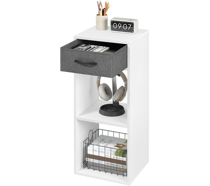 Bibliothèque, Meuble De Rangement à 3 Niveaux Avec Tiroir, Étagère Cubique Ouverte, Blanc