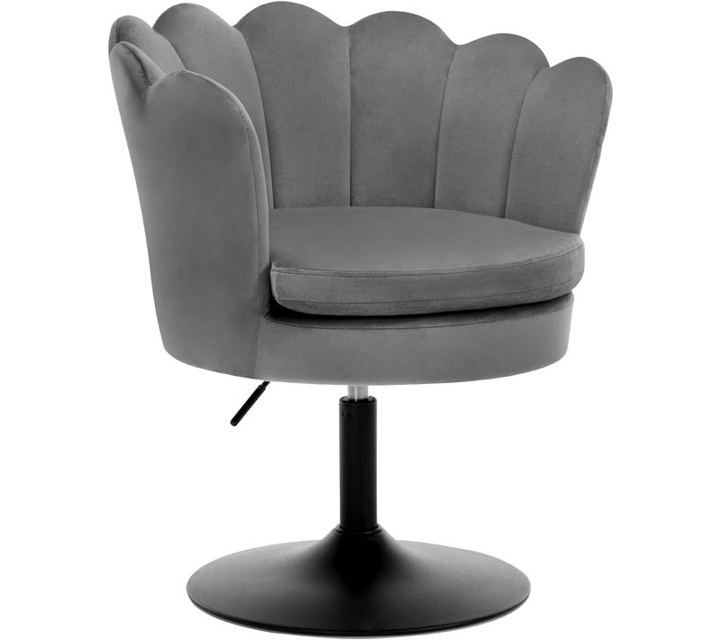 Chaise De Coiffeuse,fauteuil Rembourré En Forme De Fleur,pivotante 360°,hauteur Réglable,gris Foncé