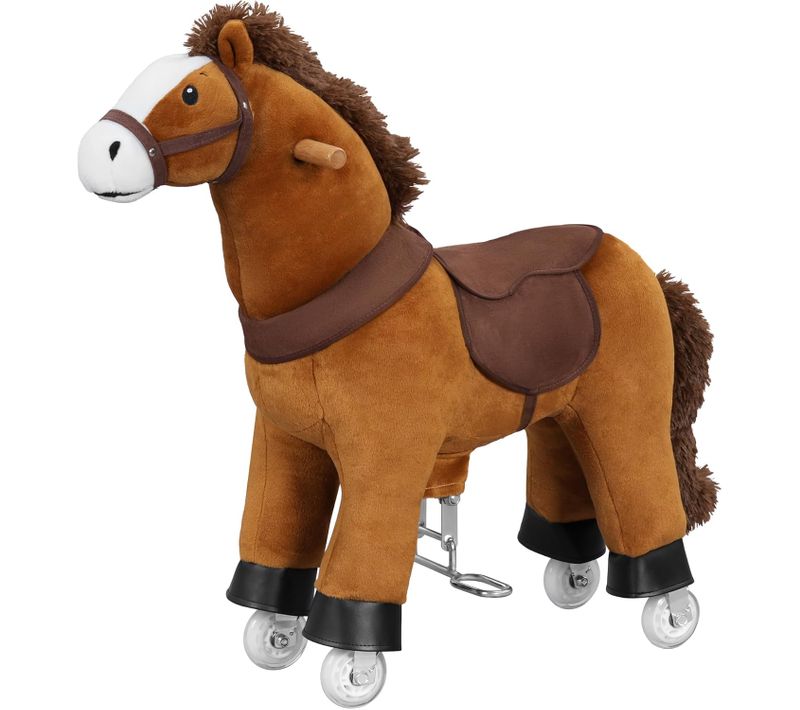Cheval Sur Roulettes à Monter, Cheval à Bascule, En Bois Pour Enfant De 3 Ans, Avec Son, Brun
