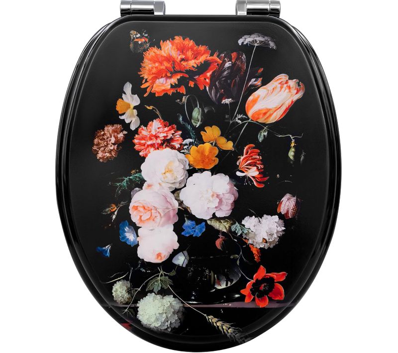 Abattant Wc Avec Frein De Chute,en Forme O,en Mdf,dégagement Rapide,montage Par Le Haut,avec Motif
