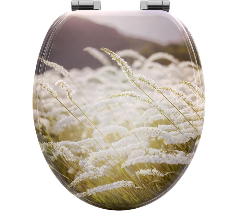 Abattant Wc Avec Frein De Chute,en Forme O,en Mdf,dégagement Rapide,montage Par Le Haut,avec Motif