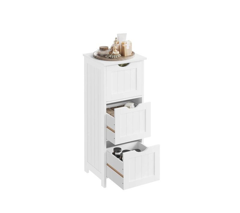 Meuble Salle De Bain, Commode 3 Tiroirs, Armoire Salle De Bain Rangement, 32x81x30cm