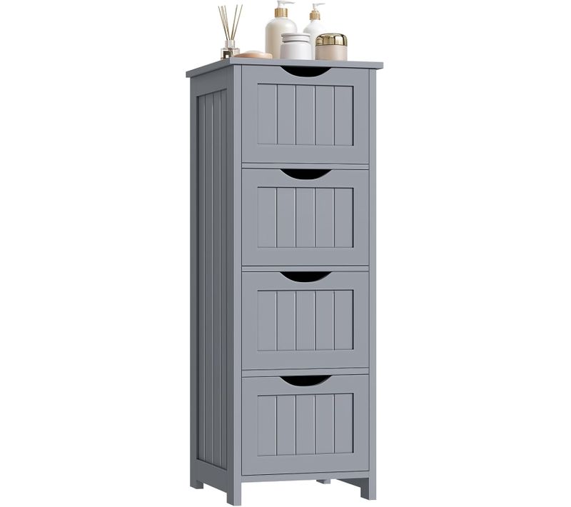 Meuble Salle De Bain, Commode 4 Tiroirs, Armoire Salle De Bain Rangement, 30x82x30cm