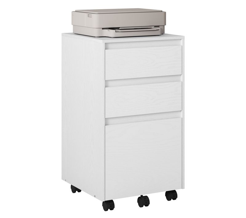 Caisson Bureau Mobile, Rangement Bureau,rangement Documents Avec 3 Tiroirs,blanc Et Noir,40x40x70cm