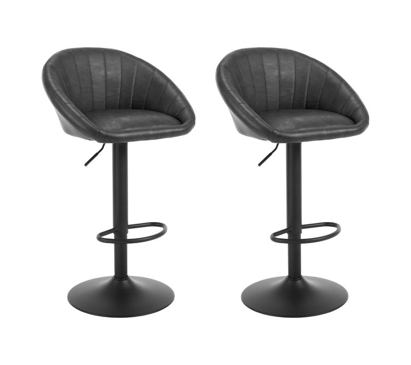 2xtabouret Bar,chaise De Bar,pivotante,hauteur Réglable,rembourré En Similicuir Vintage,anthracite