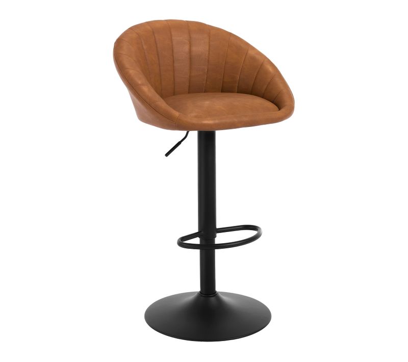 Tabouret Bar, Chaise De Bar, Pivotante, Hauteur Réglable, Rembourré En Similicuir Vintage, Marron