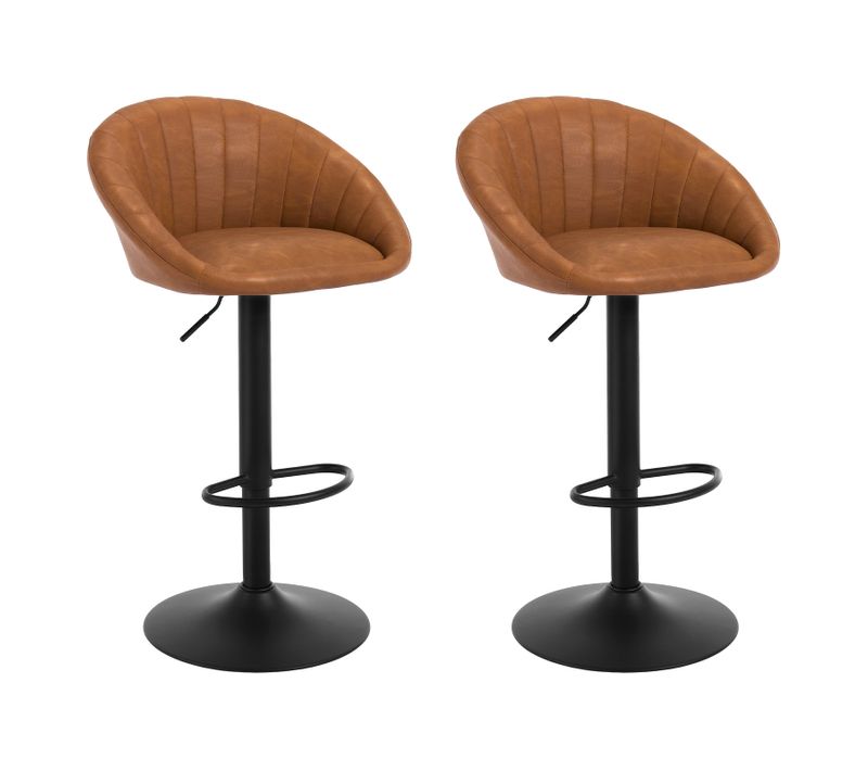 2 X Tabouret Bar, Chaise De Bar, Pivotante, Hauteur Réglable,rembourré En Similicuir Vintage,marron