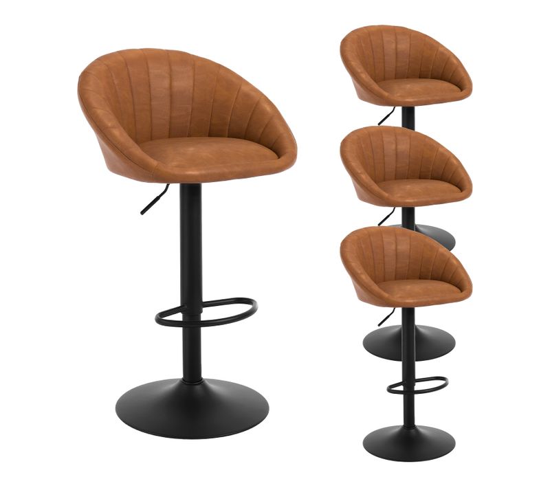 4 X Tabouret Bar, Chaise De Bar, Pivotante, Hauteur Réglable,Rembourré En Similicuir Vintage,Marron