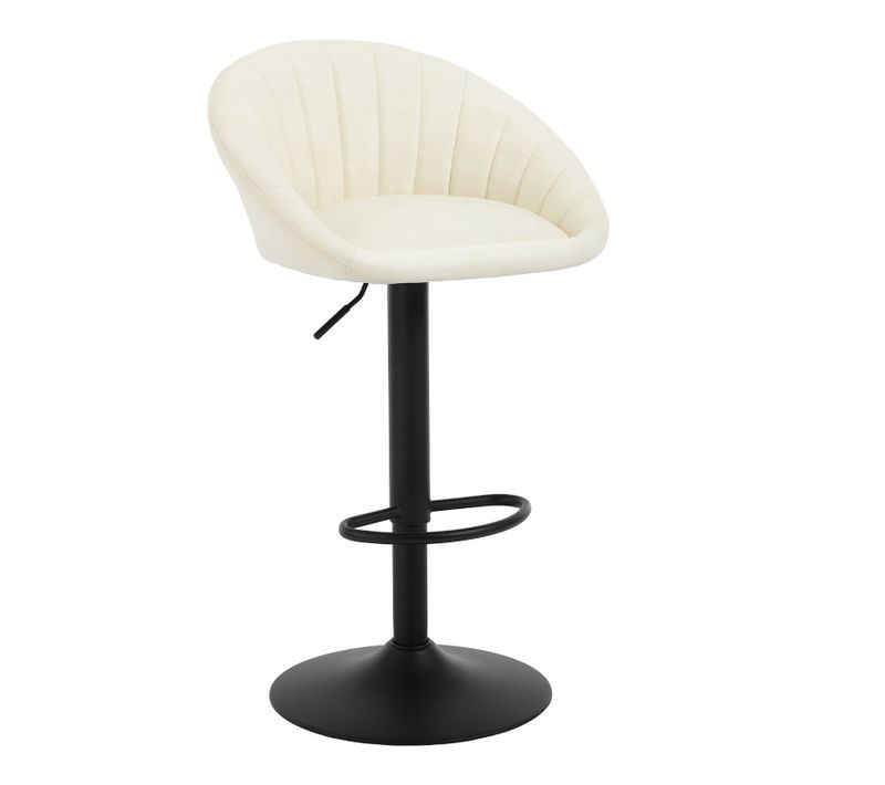 Tabouret Bar, Chaise De Bar, Pivotante, Hauteur Réglable, Rembourré En Similicuir Vintage, Beige