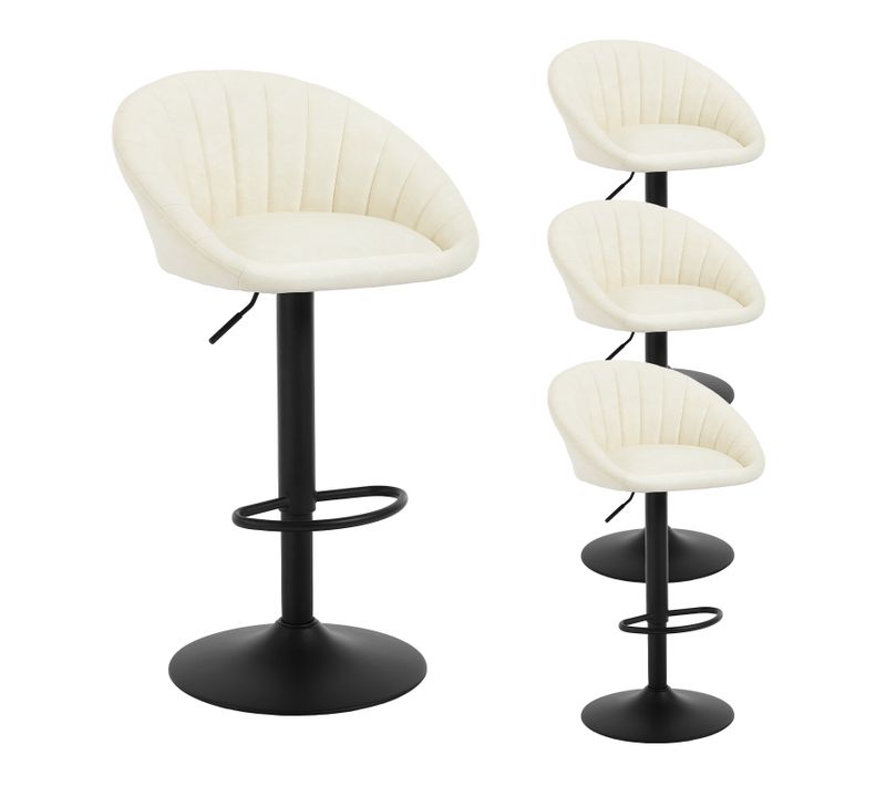 4 X Tabouret Bar, Chaise De Bar, Pivotante, Hauteur Réglable,Rembourré En Similicuir Vintage,Beige