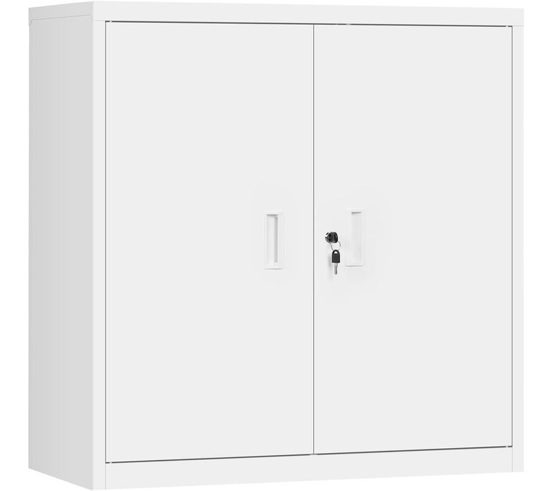 Caisson Bureau,armoire Bureau Métallique,Verrouillable,Avec Étagère Réglable,Meuble Rangement,Blanc