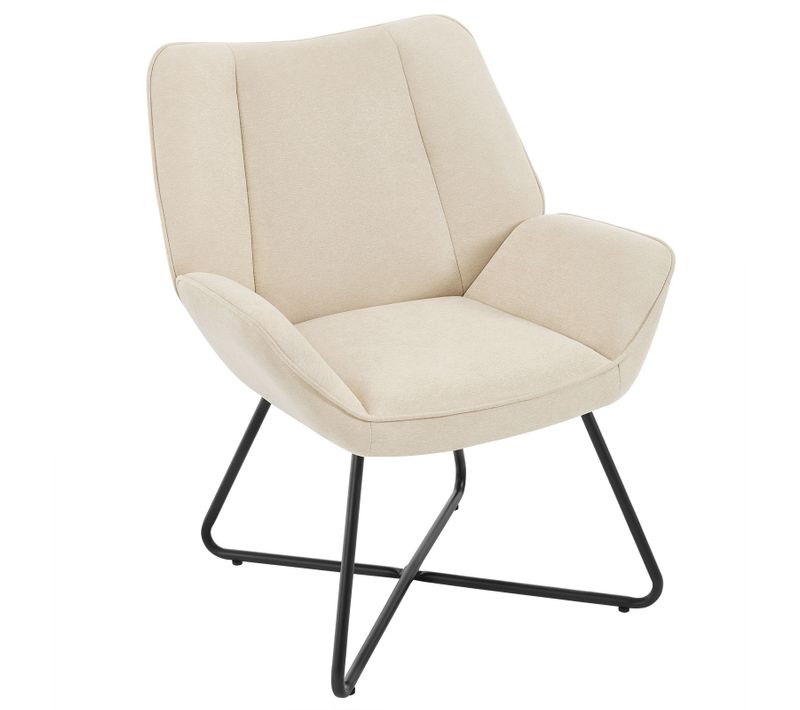 Fauteuil Relax, Fauteuil Salon Rembourré, Fauteuil Scandinave, Pieds En Métal, En Lin, Beige