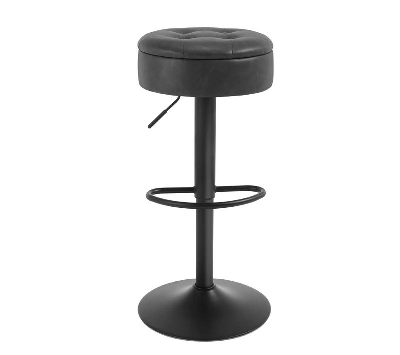 Tabouret Bar Haut, Pivotant à 360°, Tabouret Avec Repose-pieds, Similicuir + Métal, Anthracite