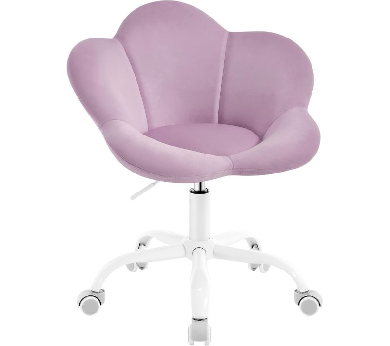 Chaise Bureau Enfant, Chaise Pivotante En Velours, Ergonomique Hauteur Réglable, Violet Clair