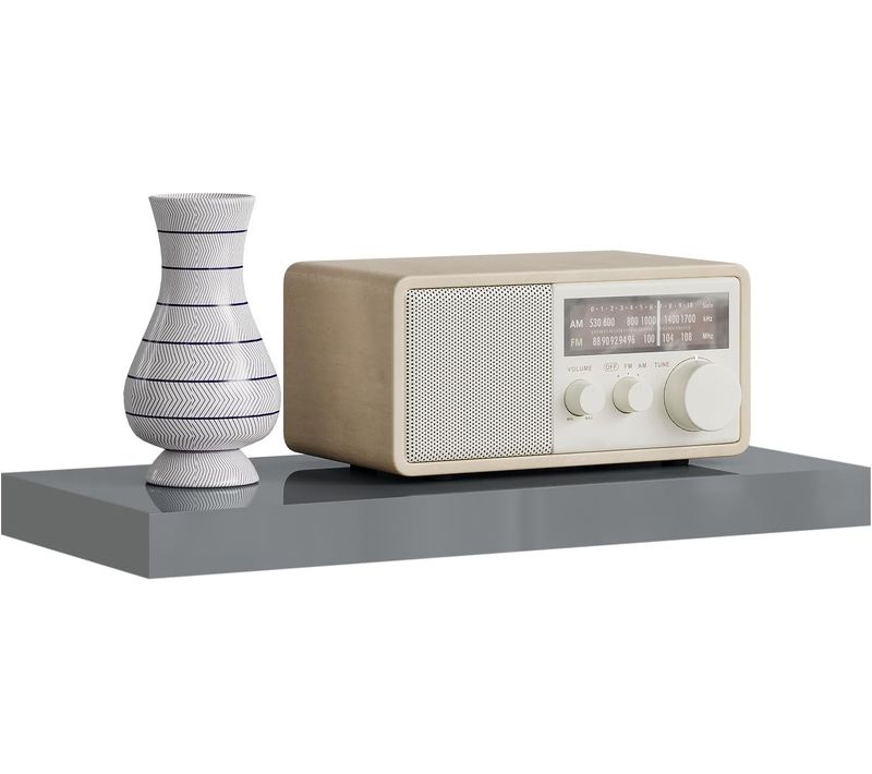 Étagère Murale, Étagère Flottante Et Décorative, En Mdf Et Métal, Gris Brillant, 50x22,9x3,8cm