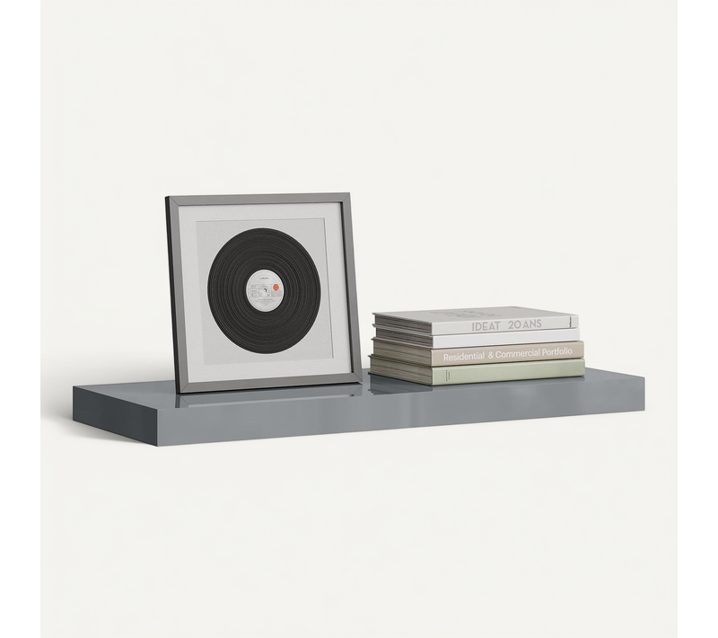 Étagère Murale, Étagère Flottante Et Décorative, En Mdf Et Métal, Gris Brillant, 60x22,9x3,8cm