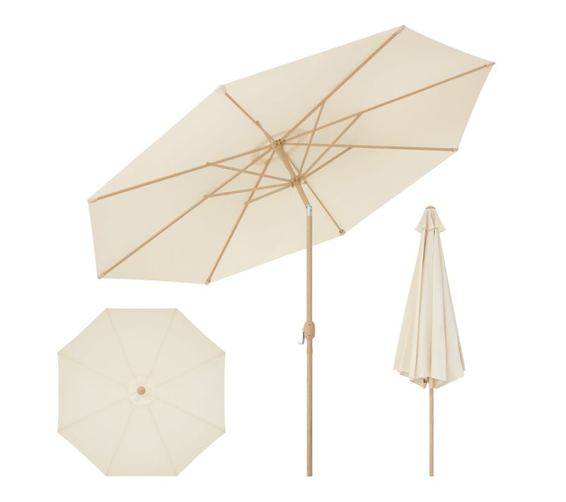 Parasol Jardin Déporté Avec Toile Φ300cm, Inclinable, Protection Uv Upf 50+