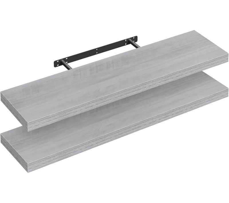 Lot De 2 Étagère Murale,étagère Flottante De Cd,pour Cuisine,salle De Bain 90x22.9x3.8cm,gris Chêne
