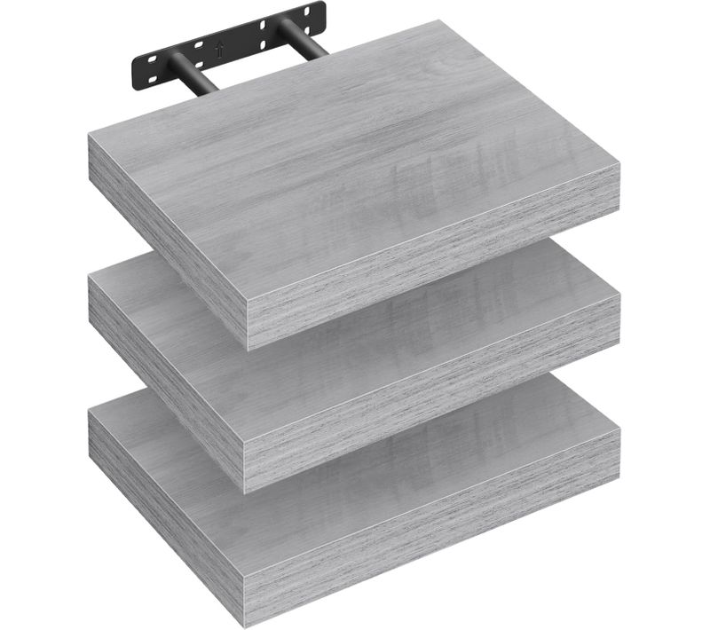 Lot De 3 Étagère Murale,étagère Flottante De Cd,pour Cuisine,salle De Bain 30x22.9x3.8cm,gris Chêne
