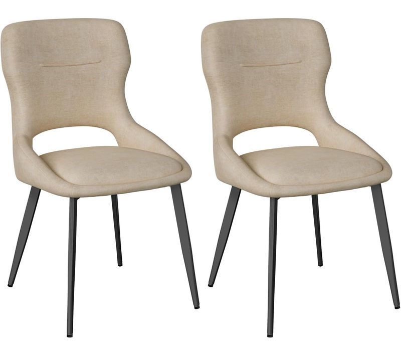 Lot De 2 Chaises De Salle à Manger, Chaise De Cuisine, Assise Rembourrée En Chenille épais, Beige