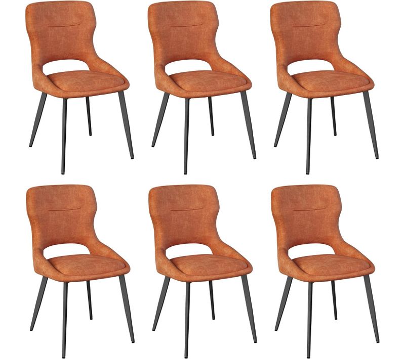 Lot De 6 Chaises De Salle à Manger, Chaise De Cuisine, Assise Rembourrée En Chenille épais, Marron