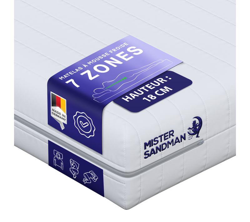 Matelas Mousse 160x190 Cm 7 Zones Matelas D'appoint Épaisseur 18 Cm Housse Lavable